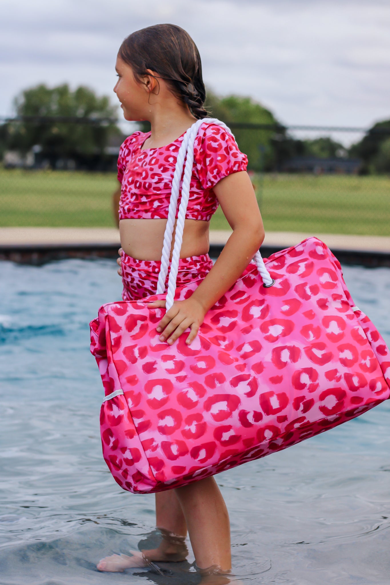 Pink Leopard Beach Bag