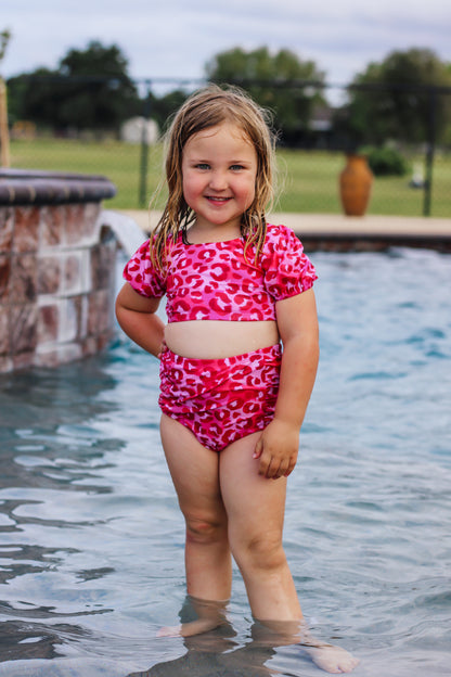 Pink Leopard Highwaisted Bikini